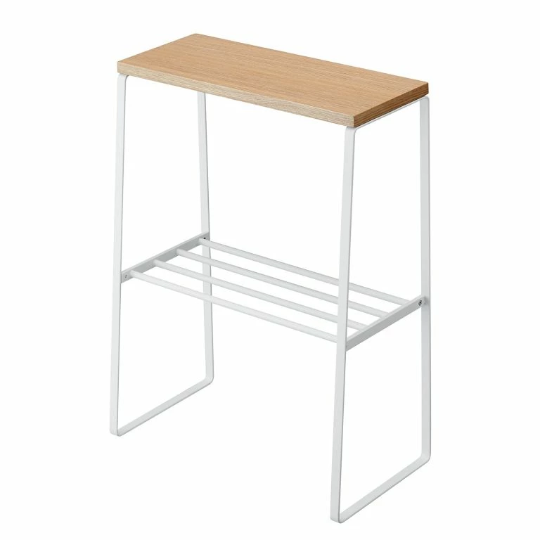 loftscape Bout de canapé Tosca – Frêne massif / Métal – Frêne / Blanc