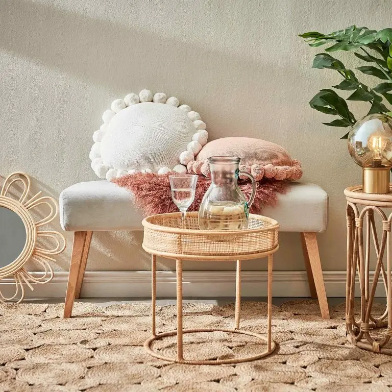 Loftscape Butlers Bout De Canapé BOHO LOUNGE – Rotin / Fer – Naturel