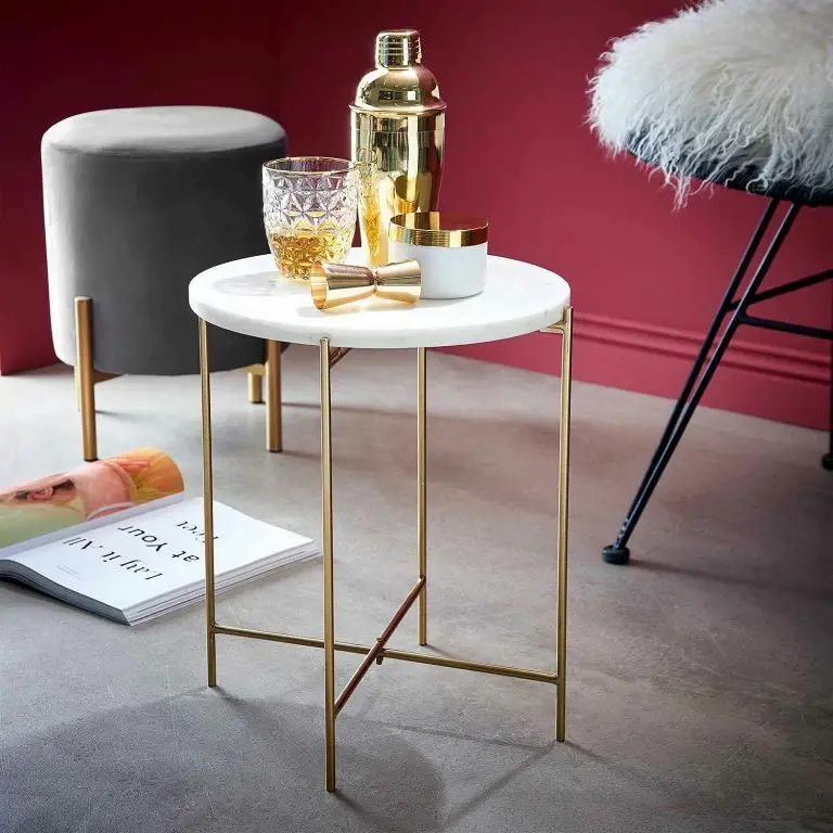 Loftscape Butlers Bout De Canapé MARBLE – Marbre / Fer – Blanc