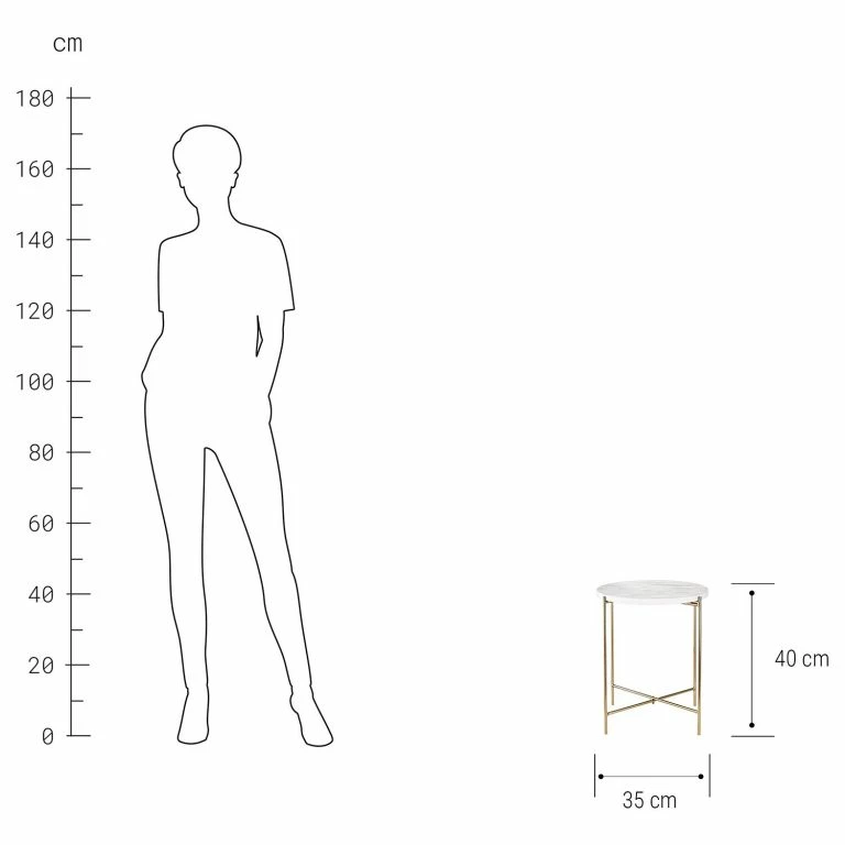 Loftscape Butlers Bout De Canapé MARBLE – Marbre / Fer – Blanc