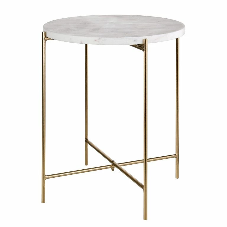 loftscape Butlers Bout de canapé MARBLE – Marbre / Fer – Blanc