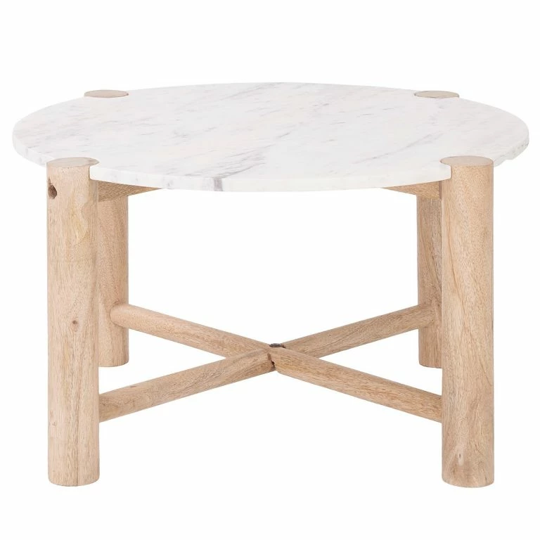 Loftscape Butlers Bout De Canapé MARVELOUS – Marbre / Bois De Manguier Massif – Naturel / Blanc