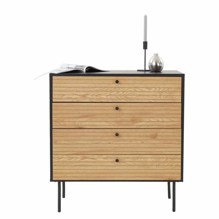 Loftscape Butlers Commode MODERNIST – Placage Chêne / Aluminium – Noir / Naturel