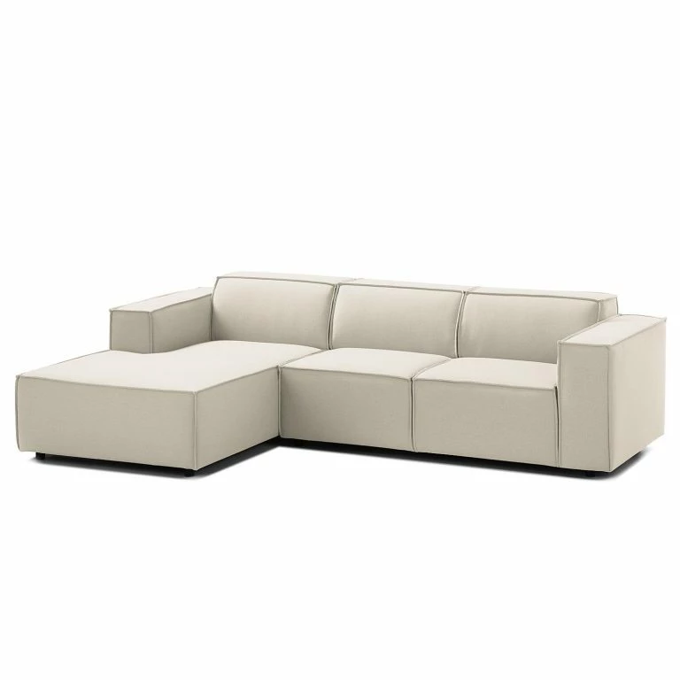 Loftscape Canapé D’angle Kinx I – Tissu Osta: Blanc Vieilli – Méridienne Courte à Gauche (vue De Face) – Sans Fonction