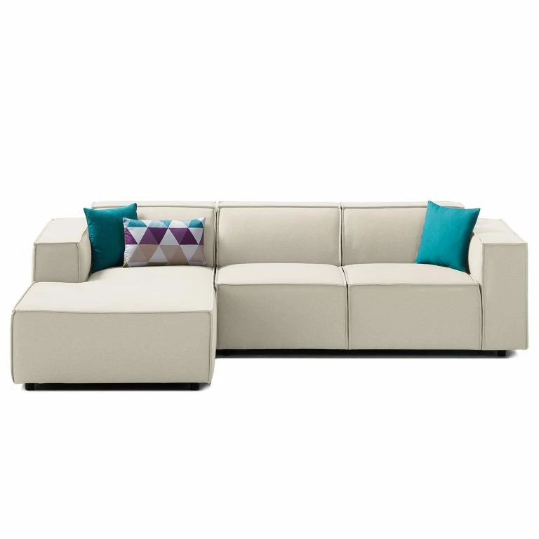 Loftscape Canapé D’angle Kinx I – Tissu Osta: Blanc Vieilli – Méridienne Courte à Gauche (vue De Face) – Sans Fonction