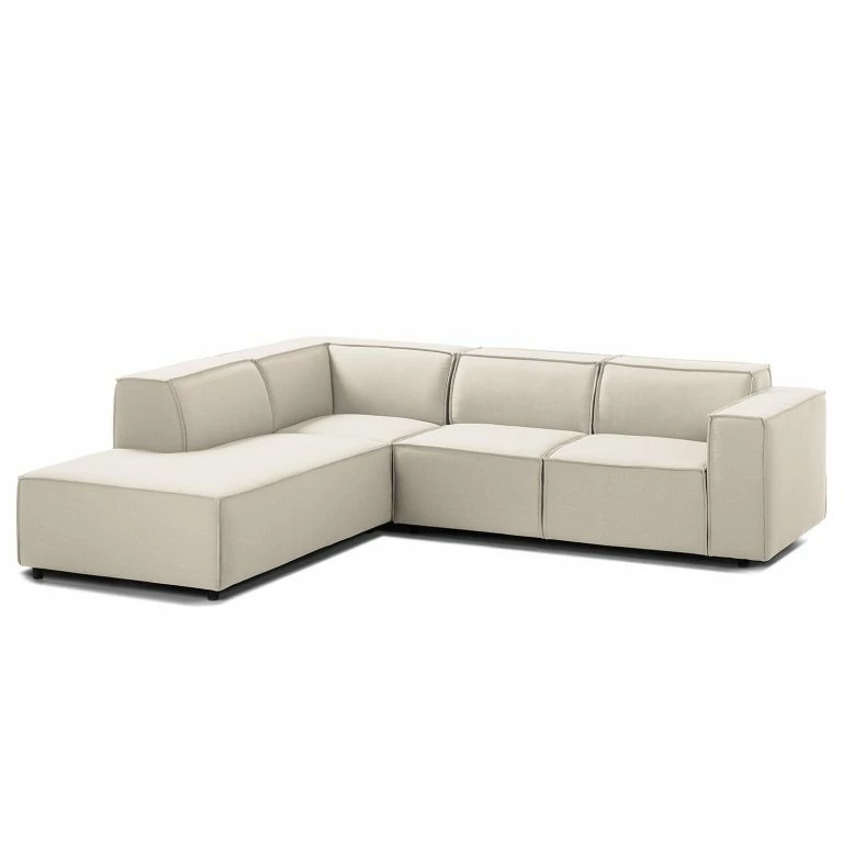 Loftscape Canapé D’angle Kinx III – Tissu Osta: Blanc Vieilli – Méridienne Longue à Gauche (vue De Face) – Sans Fonction