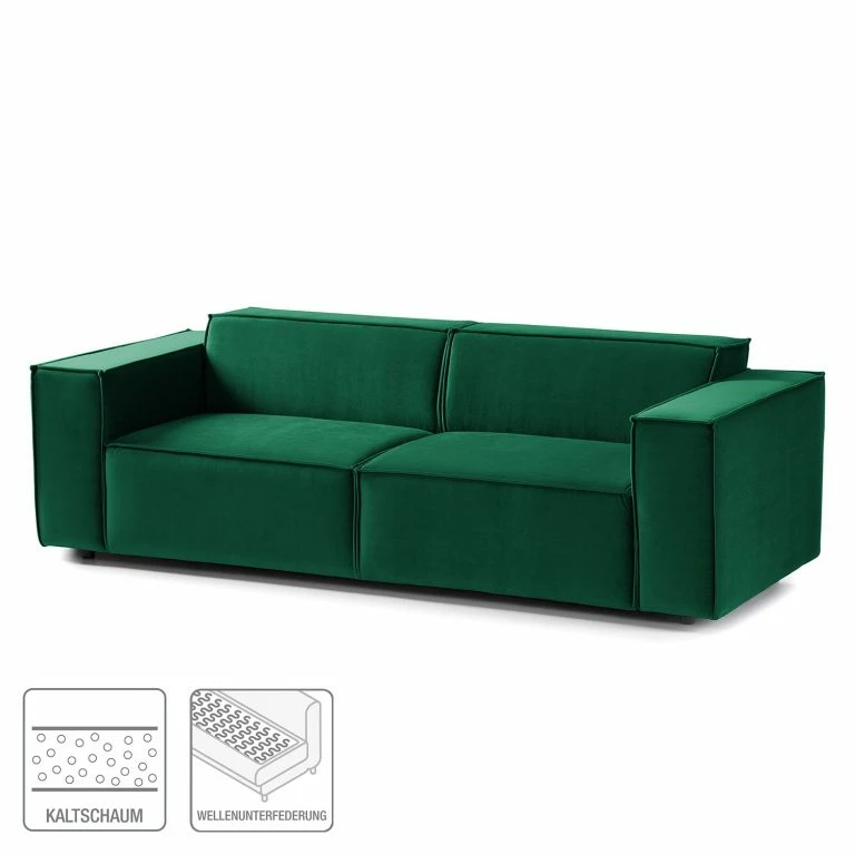 Loftscape Canapé Kinx (2-3 Places) II – Velours – Velours Shyla: Vert Foncé