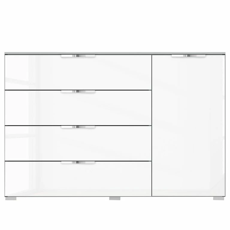 Loftscape Commode SKØP X4+1 – Blanc Brillant / Gris Soie – Chrome