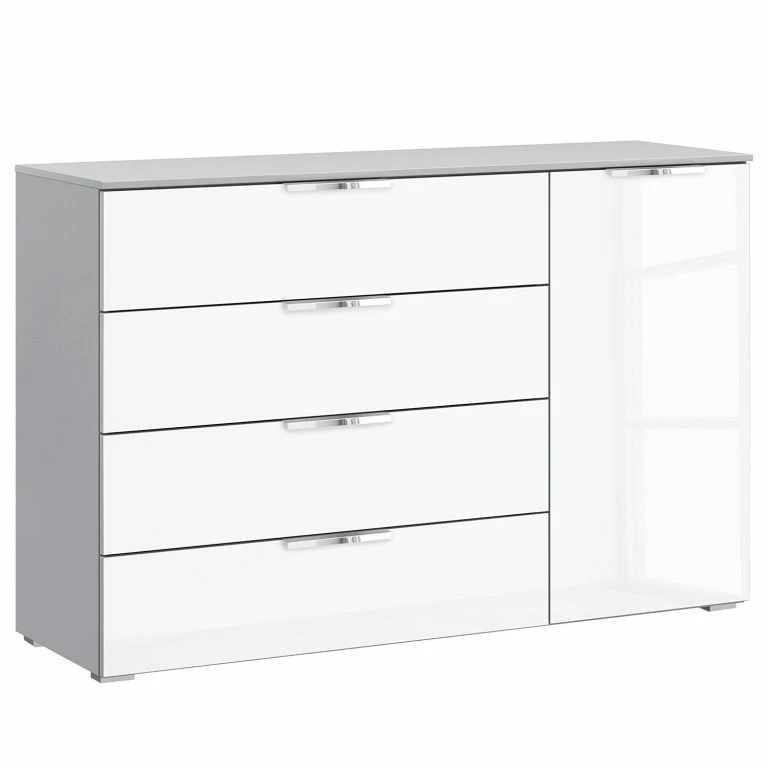 loftscape Commode SKØP x4+1 – Blanc brillant / Gris soie – Chrome