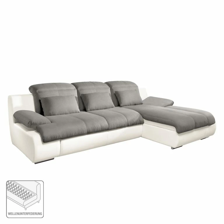 Loftscape Cotta Canapé D’angle Delsbo (convertible) – Blanc / Gris – Méridienne Courte à Droite (vue De Face)