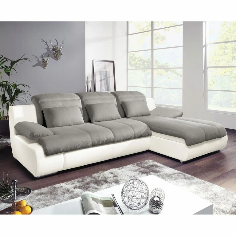 Loftscape Cotta Canapé D’angle Delsbo (convertible) – Blanc / Gris – Méridienne Courte à Droite (vue De Face)
