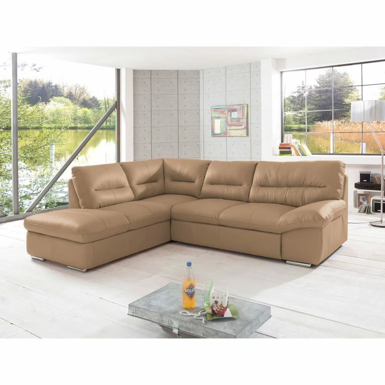 Loftscape Cotta Canapé D’angle Doug – Cuir Ramsa : Marron – Méridienne Longue à Gauche (vue De Face)