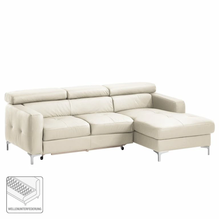 Loftscape Cotta Canapé D’angle Eduardo I – Blanc – Méridienne Courte à Droite (vue De Face) – Coffre De Lit – Fonction Couchage