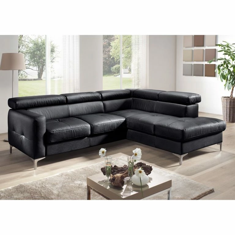 Loftscape Cotta Canapé D’angle Eduardo II – Noir – Méridienne Courte à Droite (vue De Face) – Coffre De Lit – Fonction Couchage