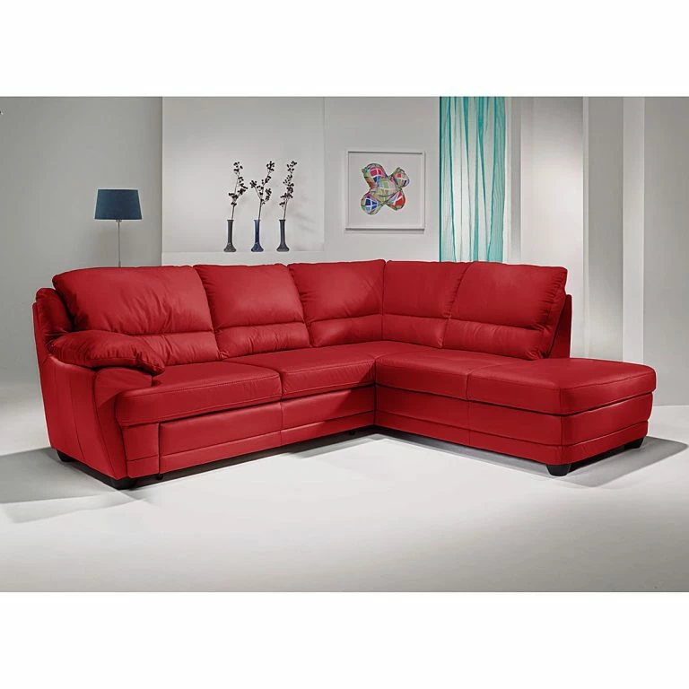 Loftscape Cotta Canapé D’angle Kevin (convertible) – Cuir Véritable Rouge – Méridienne à Â  Droite (vue De Face)