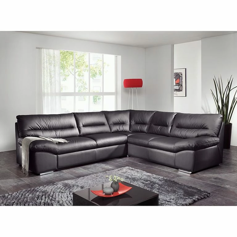 Loftscape Cotta Canapé D’anle Howard (convertible) – Cuir Synthétique Noir – Fonction Couchage à Gauche (vue De Face)