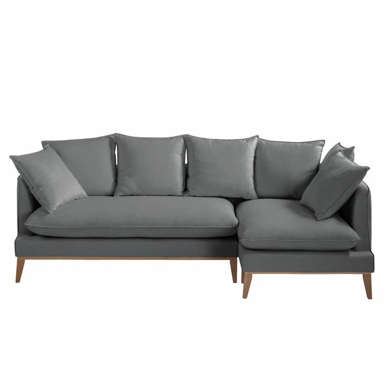 Loftscape Eva Padberg Collection Canapé D’angle Lavina – Tissu Moretey : Gris – Méridienne Longue à Droite (vue De Face)