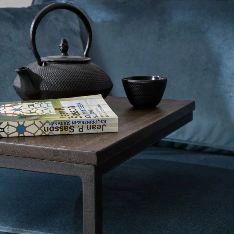 Loftscape Eva Padberg Collection Table D’appoint Montverde II – Chêne Massif / Métal – Chêne Foncé / Noir