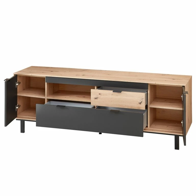 Loftscape Fashion For Home Meuble TV Leox – Graphite / Imitation Chêne Artisan