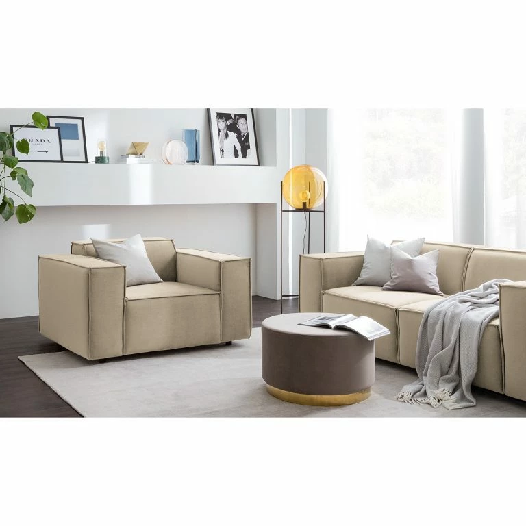 Loftscape Fauteuil Kinx II – Velours – Velours Shyla: Beige