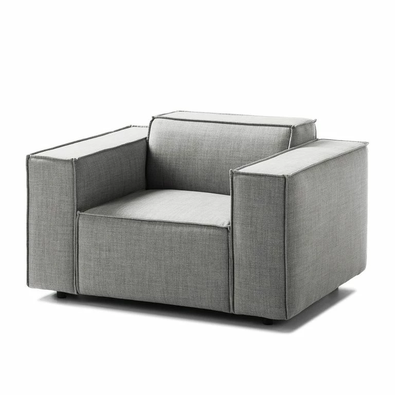 Loftscape Fauteuil Kinx Tissu – Tissu Milan : Gris Clair