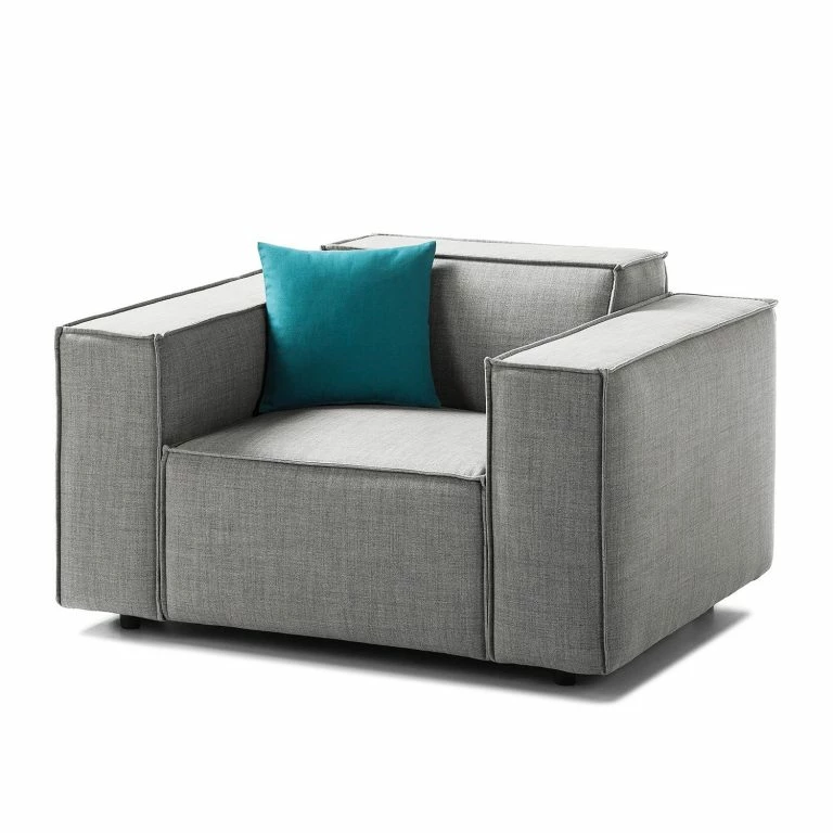 loftscape Fauteuil Kinx Tissu – Tissu Milan : Gris clair