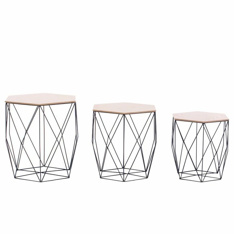 Loftscape FLHF Bouts De Canapé Steria (3 éléments) – Imitation Acacia / Noir