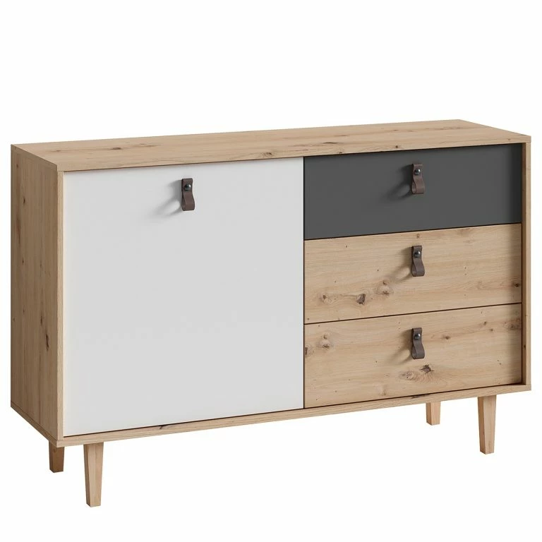 loftscape Fredriks Buffet Bowood – Imitation chêne artisan / Blanc