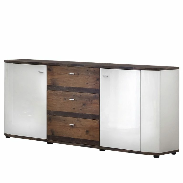 loftscape Fredriks Buffet Karlsburg – Blanc brillant / Imitation bois recyclé
