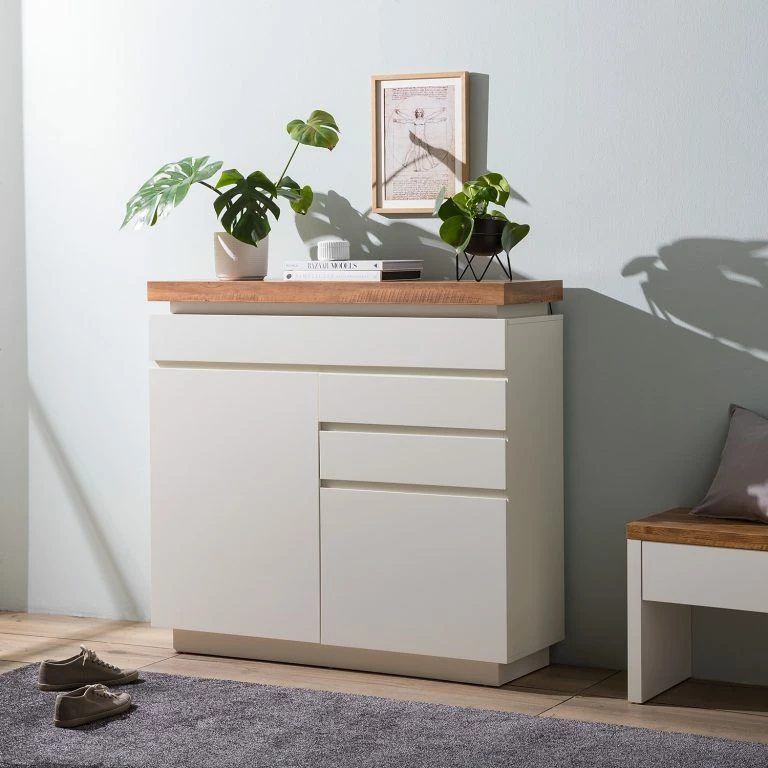 Loftscape Fredriks Buffet Namona I – Éclairage Inclus – Imitation Chêne / Blanc