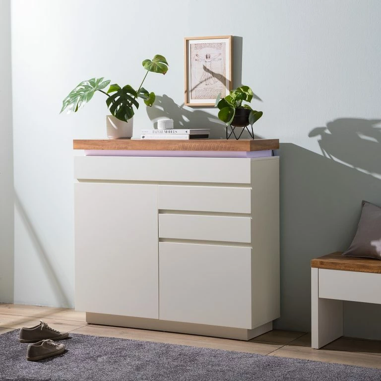 Loftscape Fredriks Buffet Namona I – Éclairage Inclus – Imitation Chêne / Blanc