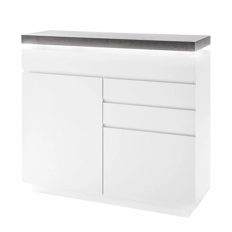 loftscape Fredriks Buffet Namona I – Éclairage inclus – Imitation béton / Blanc
