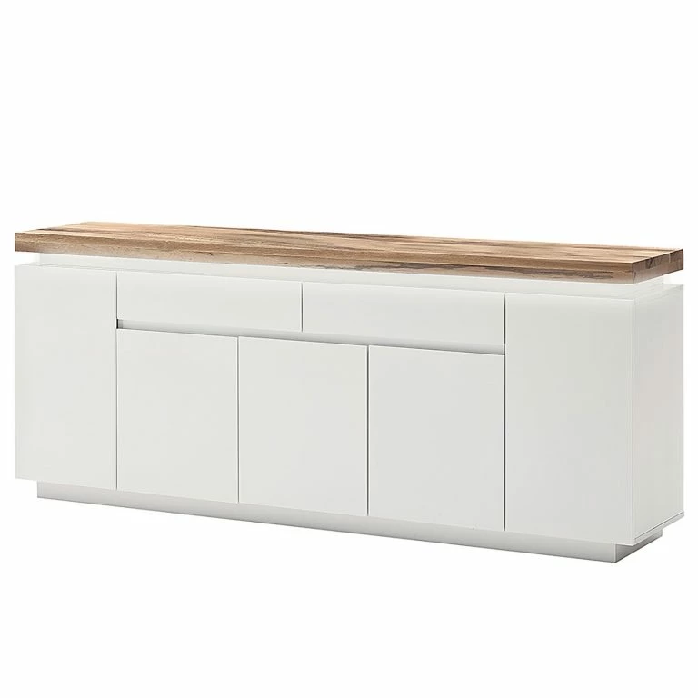 loftscape Fredriks Buffet Roble III – avec éclairage – Blanc mat / chêne sauvage massif
