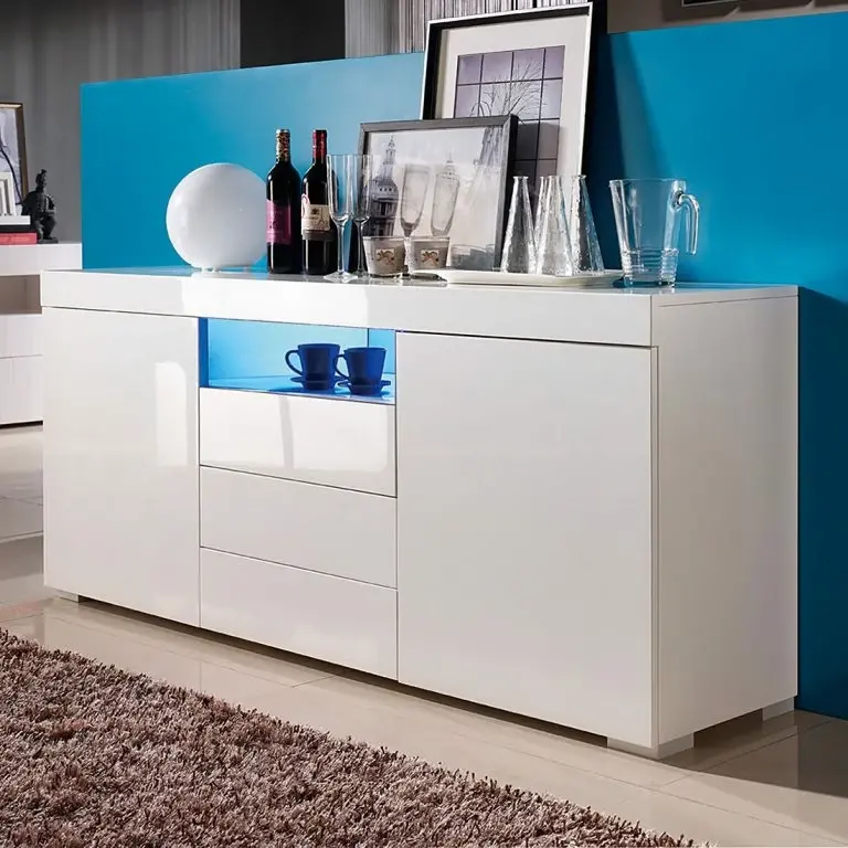 Loftscape Fredriks Buffet Roomconcept (avec éclairage LED) – Blanc Brillant