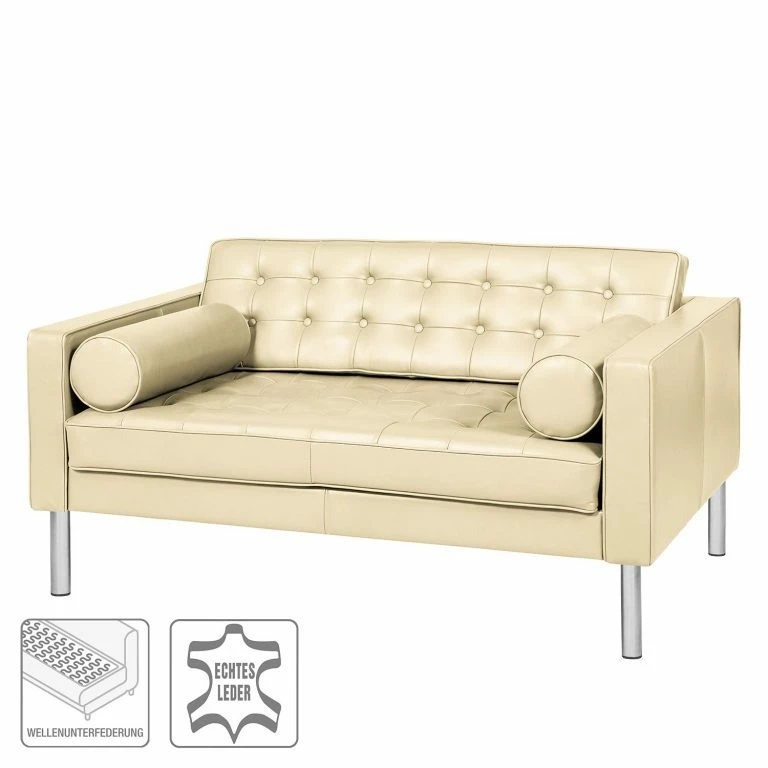 Loftscape Fredriks Canapé 2 Places Chelsea IV – Cuir – Cuir Véritable Lasde : Crème – Cylindre