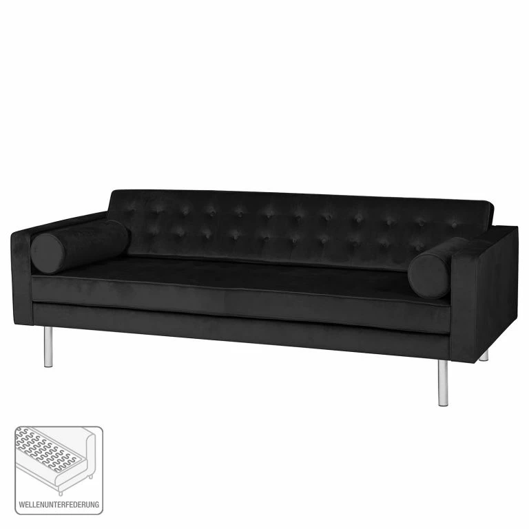 Loftscape Fredriks Canapé 3 Places Chelsea III – Microfibre – Tissu Tond : Noir – Cylindre
