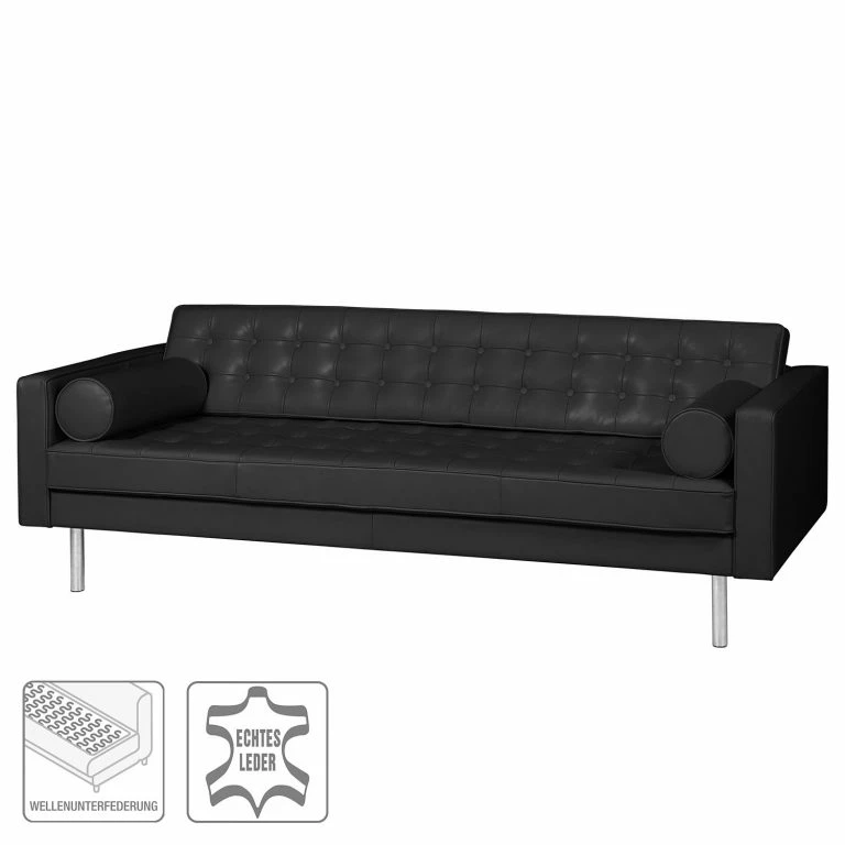 Loftscape Fredriks Canapé 3 Places Chelsea IV – Cuir – Cuir Véritable Lasde : Noir – Cylindre