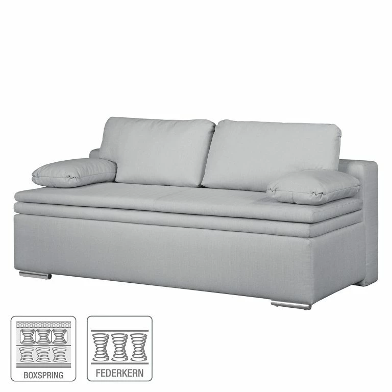 Loftscape Fredriks Canapé Convertible Boxspring Goodlow – Velours – Tissu Polia: Gris Platine – Avec Fonction Couchage