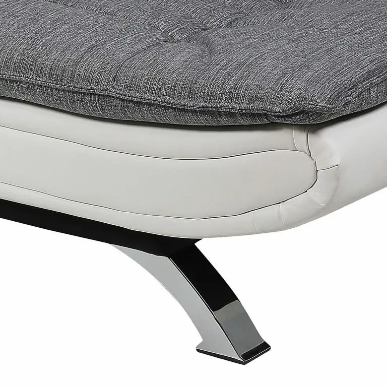 Loftscape Fredriks Canapé Convertible Fanny – Tissu Gris Clair / Cuir Synthétique Blanc