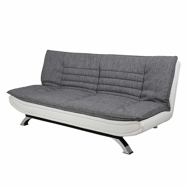 loftscape Fredriks Canapé convertible Fanny – Tissu gris clair / Cuir synthétique blanc