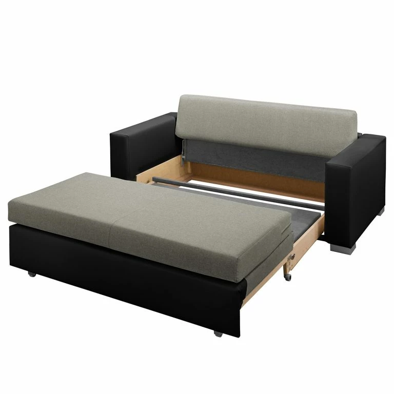 Loftscape Fredriks Canapé Convertible Latina XXI – Imitation Cuir / Tissé à Plat – Noir / Gris – Largeur : 150 Cm