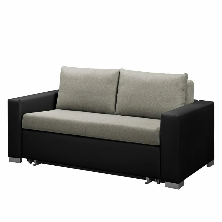 loftscape Fredriks Canapé convertible Latina XXI – Imitation cuir / Tissé à plat – Noir / Gris – Largeur : 150 cm