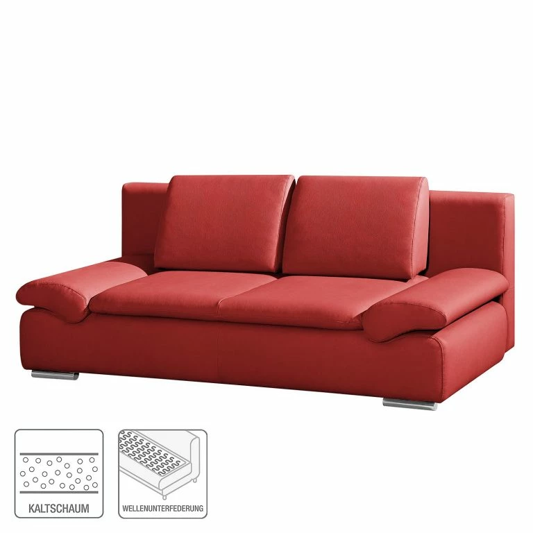 Loftscape Fredriks Canapé Convertible Norris II – Cuir Véritable Rouge