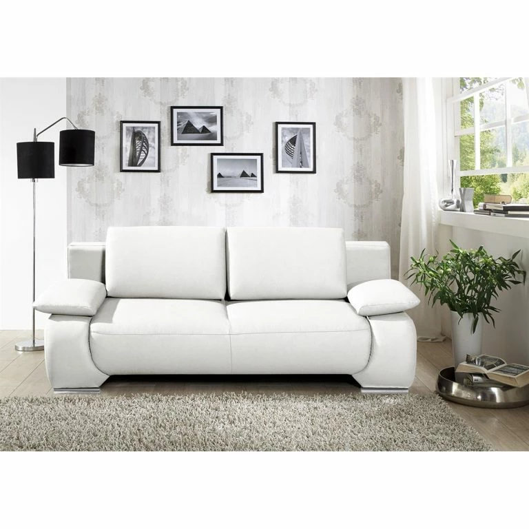 Loftscape Fredriks Canapé Convertible Ramea – Cuir Véritable Blanc