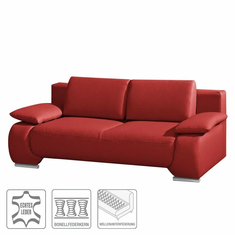 Loftscape Fredriks Canapé Convertible Ramea – Cuir Véritable Rouge