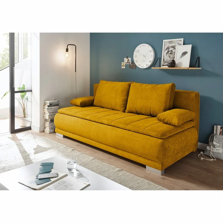 Loftscape Fredriks Canapé Convertible Redhill – Microfibre – Microfibre Ranu: Jaune Moutarde