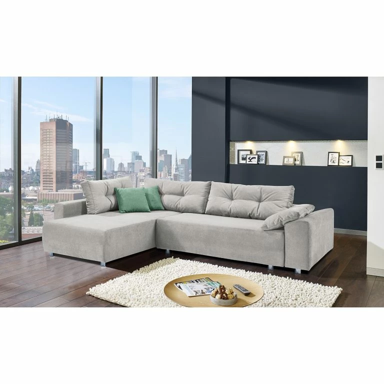 Loftscape Fredriks Canapé D’angle Altja – Microfibre – Microfibre Enza: Gris Platine / Vert Menthe