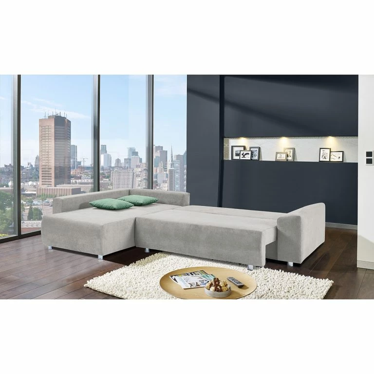 Loftscape Fredriks Canapé D’angle Altja – Microfibre – Microfibre Enza: Gris Platine / Vert Menthe