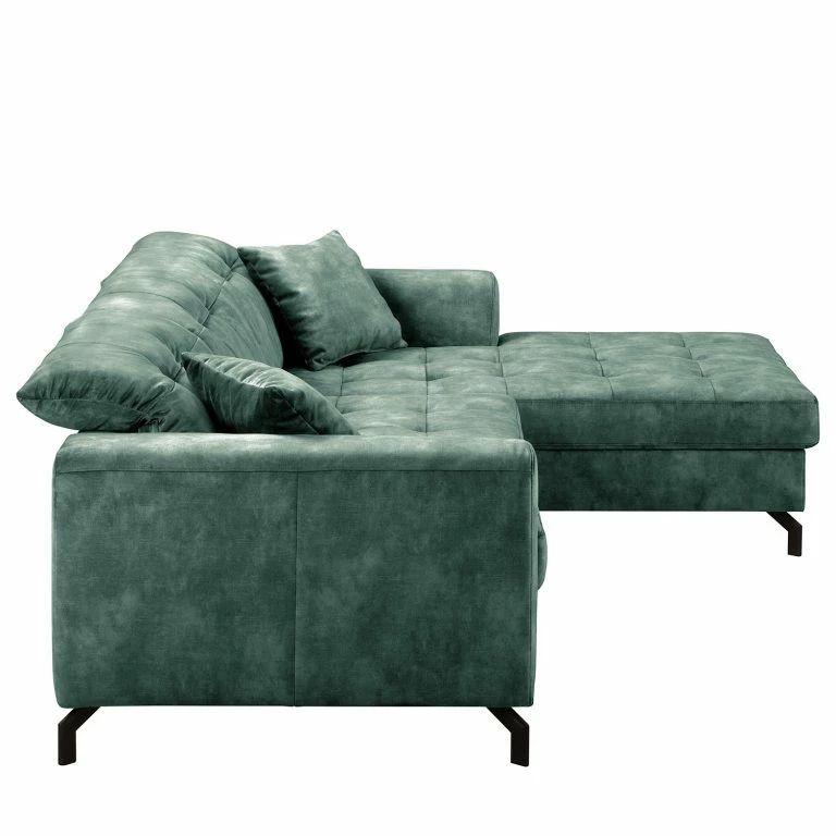 Loftscape Fredriks Canapé D‘angle Atmore – Microfibre – Vert Océan – Méridienne Courte à Droite (vue De Face)