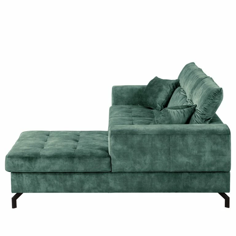 Loftscape Fredriks Canapé D‘angle Atmore – Microfibre – Vert Océan – Méridienne Courte à Droite (vue De Face)